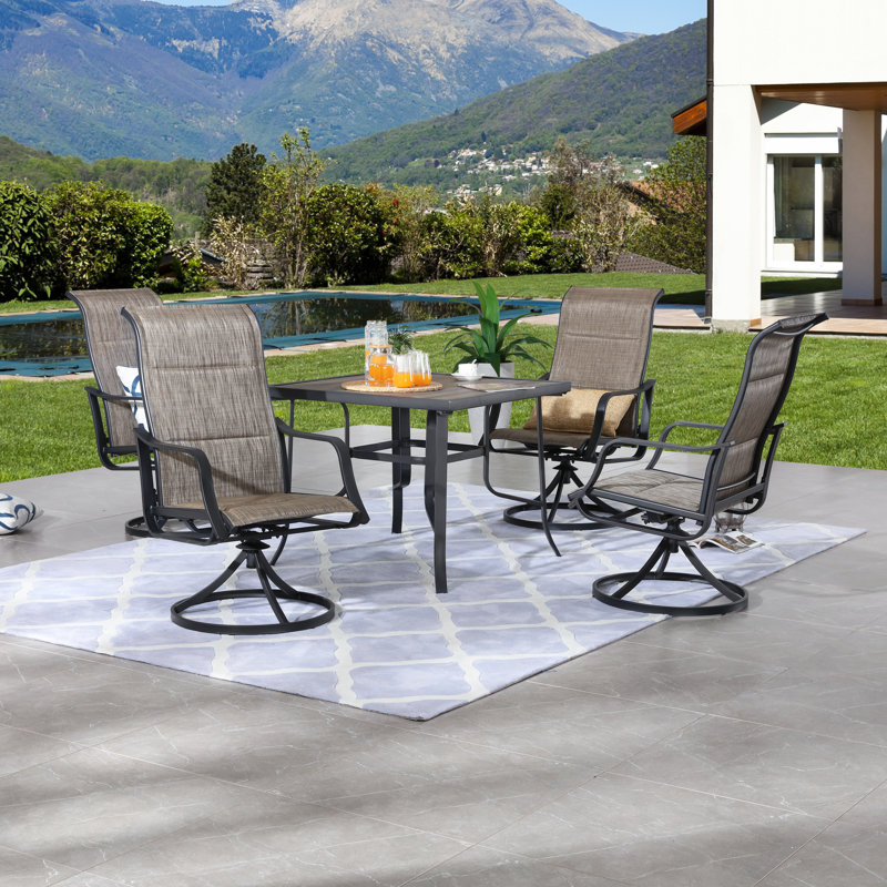 Swanville 4 - Person Patio Dining Set Square Table, Gray