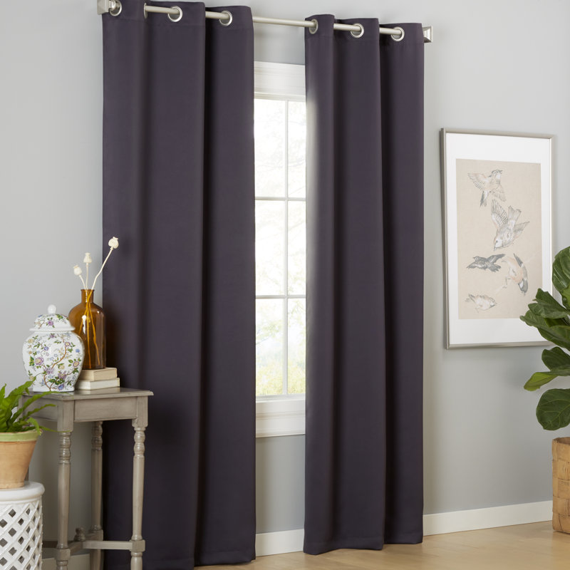Sateen Room Darkening Curtain Pair, Gray, 38" W x 96" L