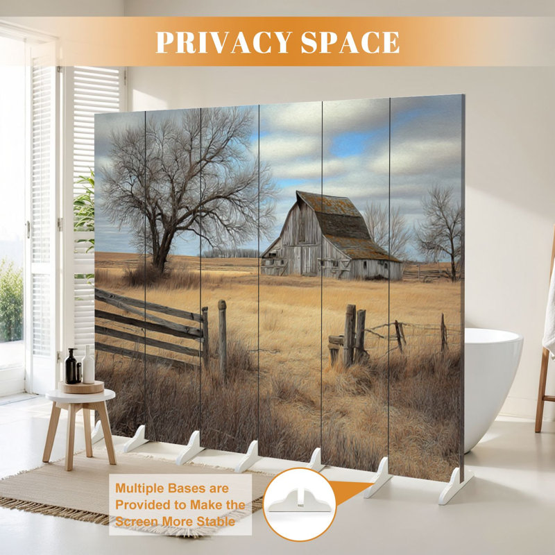 Cloison pliante 6 panneaux paravent Royal Rustic Farmhouse, 6, H 71 po x l 96 po x P 1 po