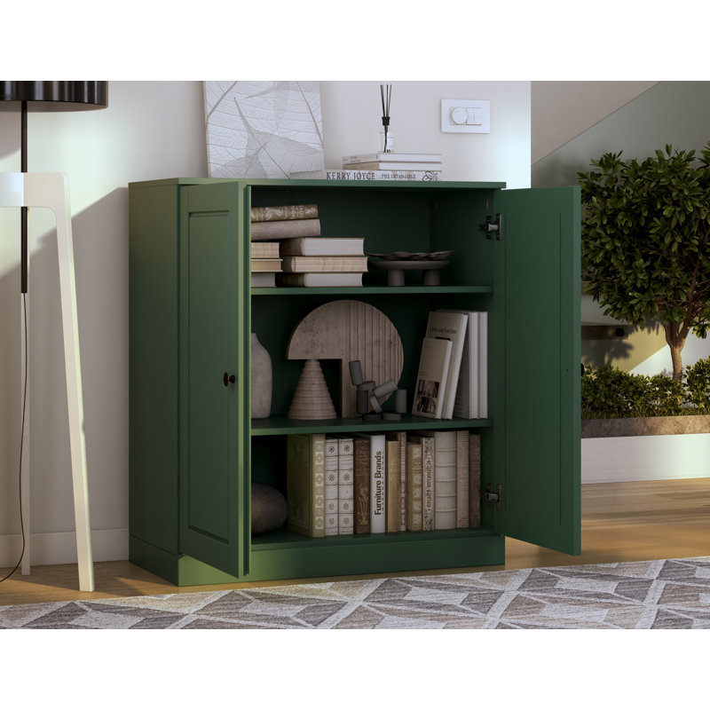 Palace Imports 100% Solid Wood Short Bookcase with Doors, Adjustable Shelves, Modular Storage Bookshelf, 32" W x 35.75" H