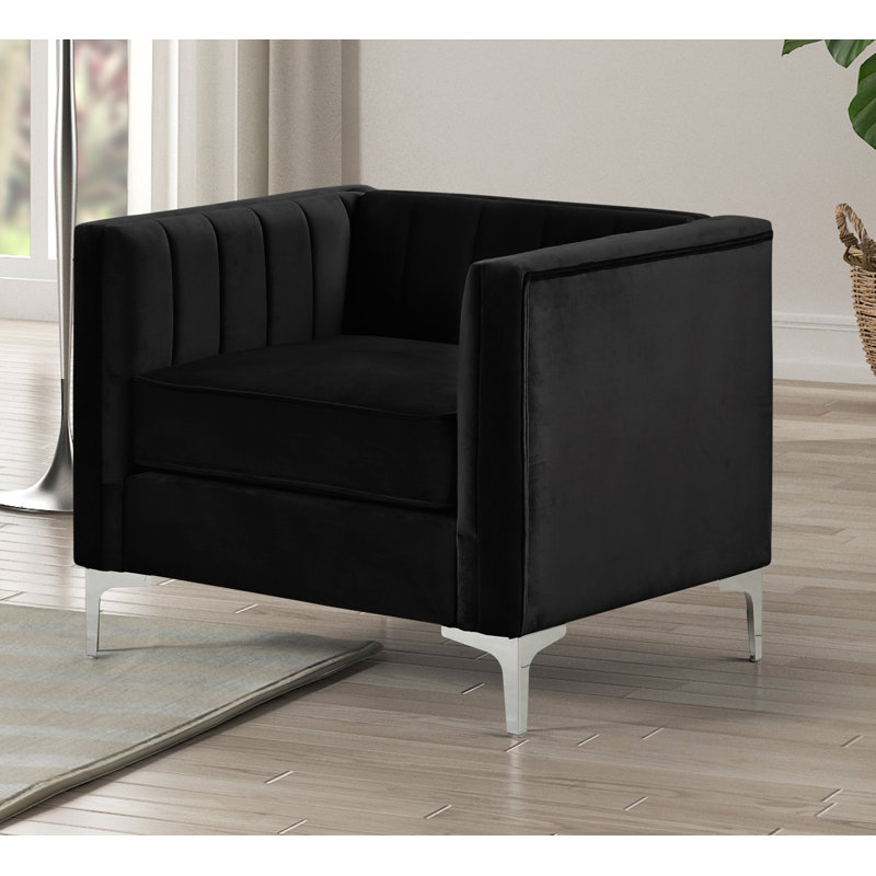 Louis Velvet Club Chair, Black