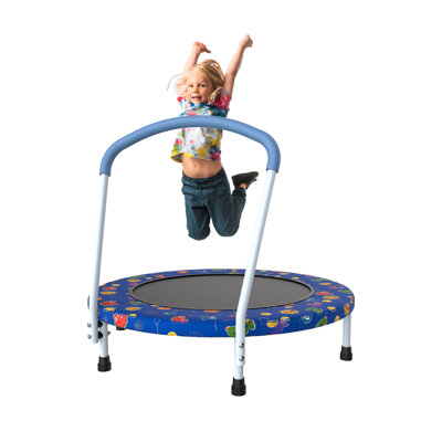 36" Mini Trampoline for Kids (Ages 1-6) – Indoor/Outdoor Fun with Safety Handle