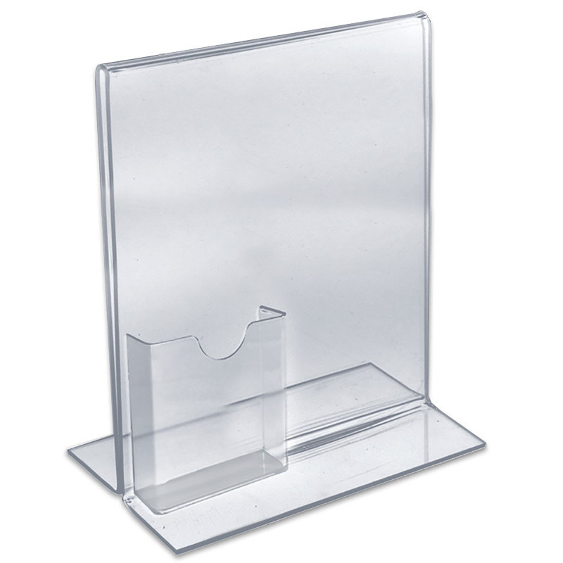 Clear Acrylic Double-Sided Sign Holder with Brochure Pocket, 10-Pack