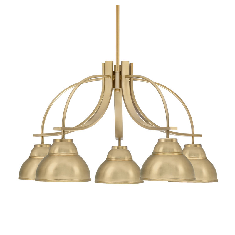 Lustre encastré Cavella, H 16,5 po x l 29 po x P 29 po, Laiton New Age, 5