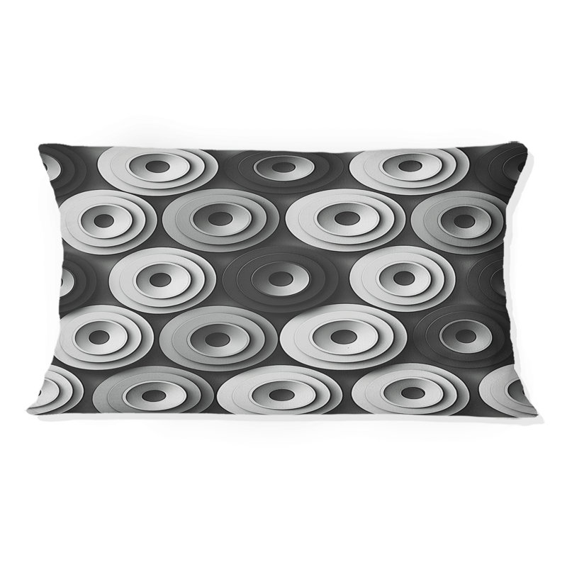Gris, noir, moderne, cercles I - coussin lombaire moderne