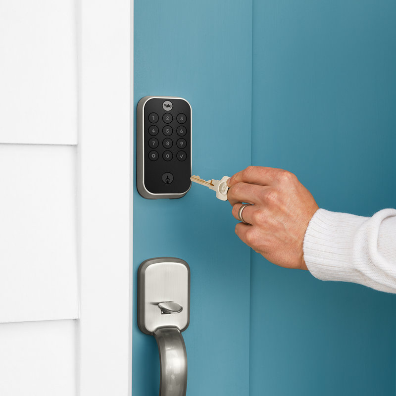 Satin Nickel Smart Keypad Deadbolt with Wi-Fi and Bluetooth