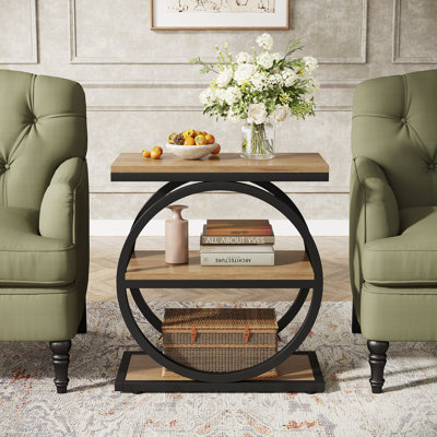 3-Tier End Table Set of 2, Industrial Sofa Couch Side Table with Storage Shelves, Small Bedside Table for Bedroom by 17 Stories