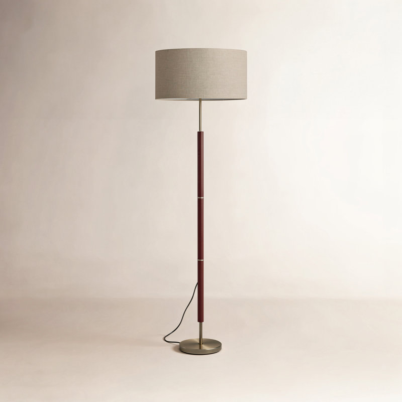 Fernando 65.5'' Traditional Floor Lamp, Walnut/Antique Brass, Beige