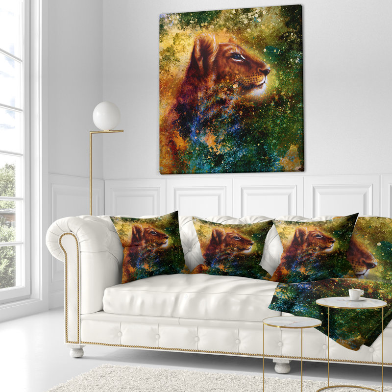 Coussin Th Thingful Lion Cub - Animal Print, Rectangulaire, 12 po x 20 po