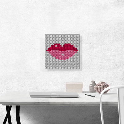 «Pink Pixel Lips Emoticon Jewel Pixel», impression sur toile tendue