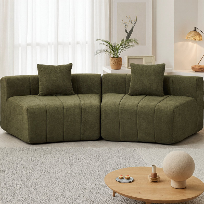 Canapé modulaire courbé en chenille avec canapé modulaire courbé et siège symétrique, avec 2 coussins, aucun assemblage requis pour le salon et la chambre à coucher