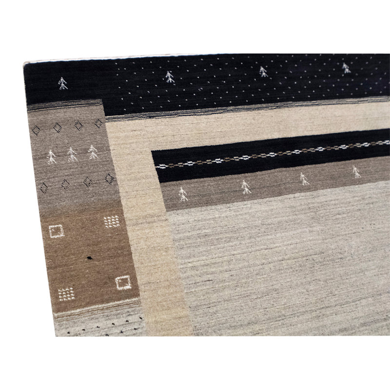 Tapis unique gris, noir et brun de 5 pi 9 po x 8 pi 9 po