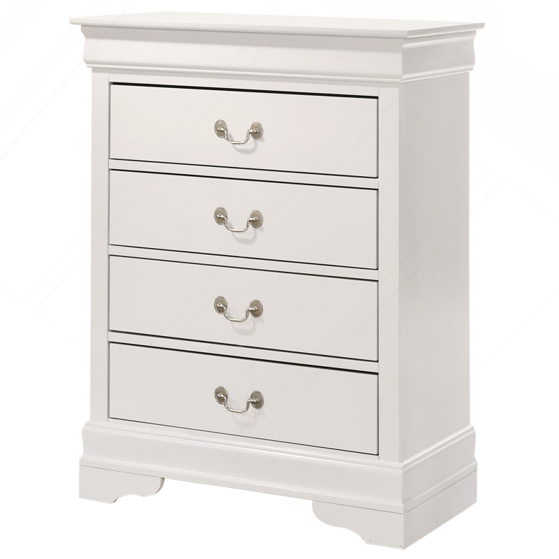 Commode 4 tiroirs, blanc, Blanc