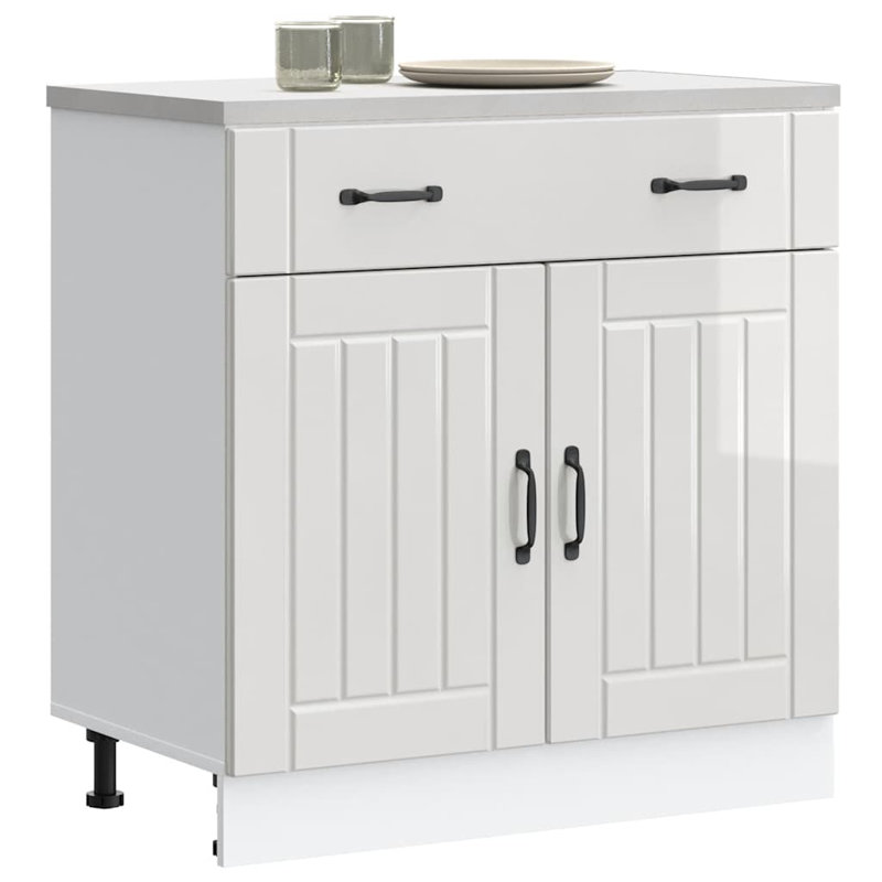 Kitchen Base Cabinet Lucca Engineered Wood, High Gloss White