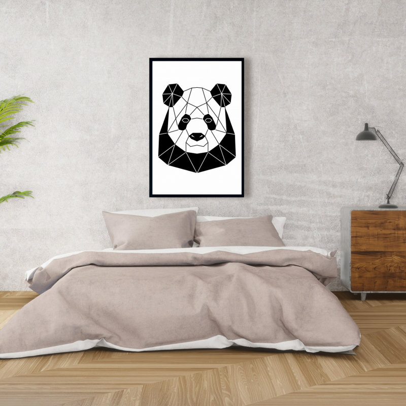 Panda géométrique - Toile encadrée, animaux noirs