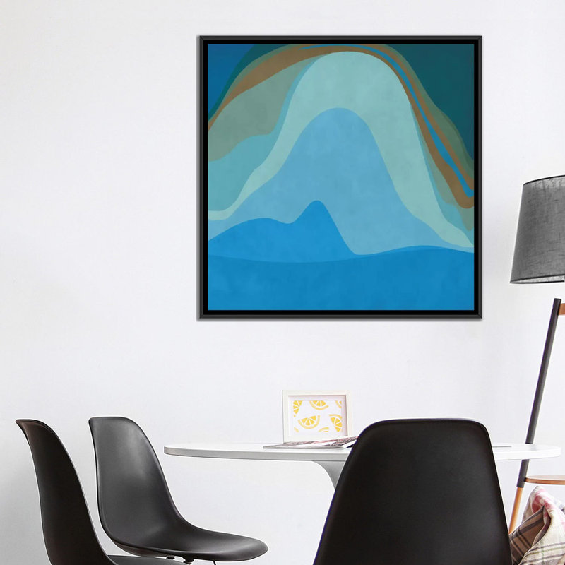 Albree Modern Blue Planet, impression sur toile tendue, H 18 po x l 18 po x P 1,5 po, Toile avec cadre noir, Pas de tapis