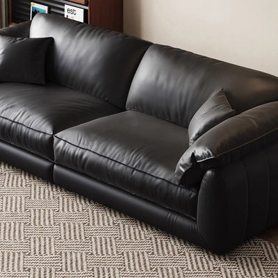 Black Genuine Leather Modular Sofa