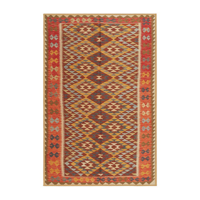 Tapis de zone orange/brun contemporain Baboquivari