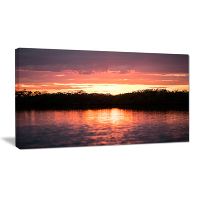 « coucher de soleil sur tropical lagon », reproduction de photo sur toile tendue
