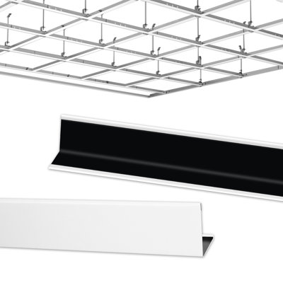 LooYee 50 PCS 72 Inch Wall Molding Trim Drop Ceiling Grid System 6Ft Galvanized Steel Rust & Fire Resistance Easy Installation Ideal for Basement Living Room Kitchen Bathroom White