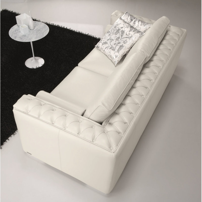 Canapé à accoudoirs carrés en cuir véritable, Causeuse