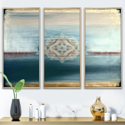 «Sacred Geometric in Vintage Color Tones», reproduction sur toile 3 pièces