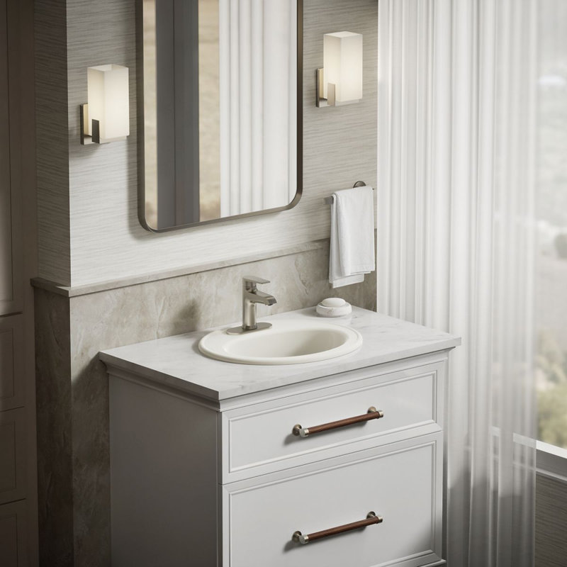 Pennington® Self-Rimming Drop-in Bathroom Sink with 4" Centers, Biscuit, No