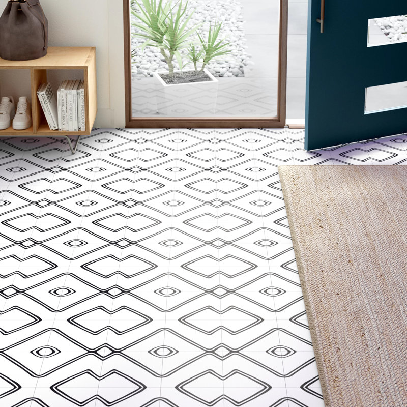 Chawen 8" x 8" Wall & Floor Singular Tile, Black/Gray