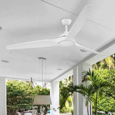 Ventilateur de plafond d'extérieur à DEL intégré blanc mat de 72 po avec 5 options de contrôle à taux variable et 7 options RVB Arcas, télécommande incluse