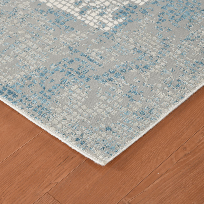 Tapis gris / bleu Brazell, Rectangle 5 pi 3 po x 7 pi 6 po