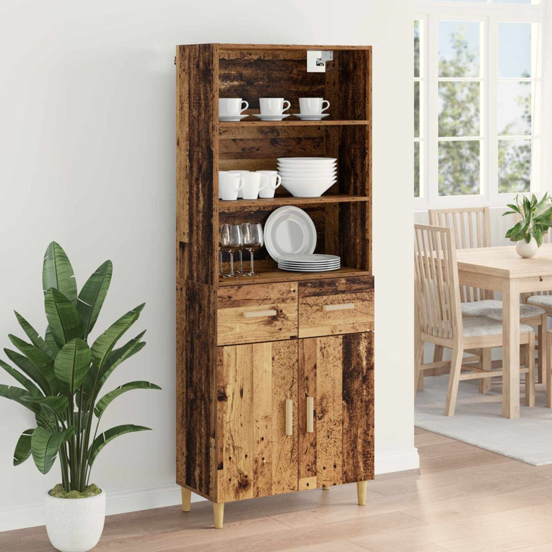  Highboard Old Wood 69.5 X 32.5 X 180 Cm Engineered Wood, Old Wood