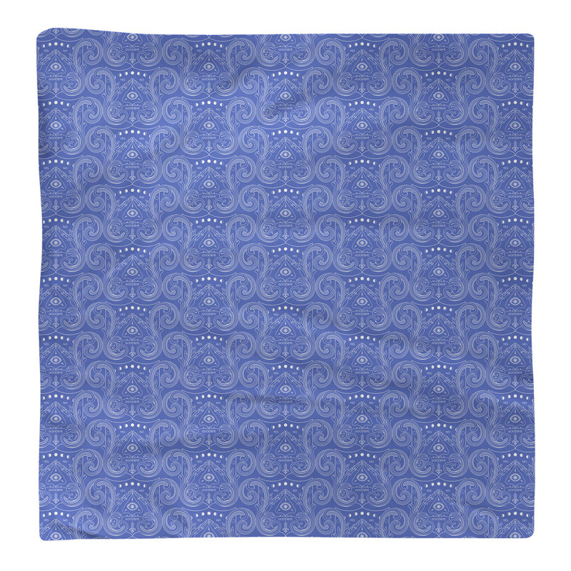Serviette de coton à motif troisième œil, Bleu / Blanc, H 0,1 po x l 22 po x P 22 po, Sergé de coton