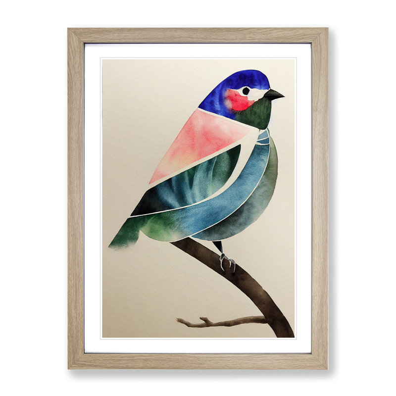 Bird In No.1 - Single Picture Frame Print, 64cm H x 46cm W x 2cm D, Oak