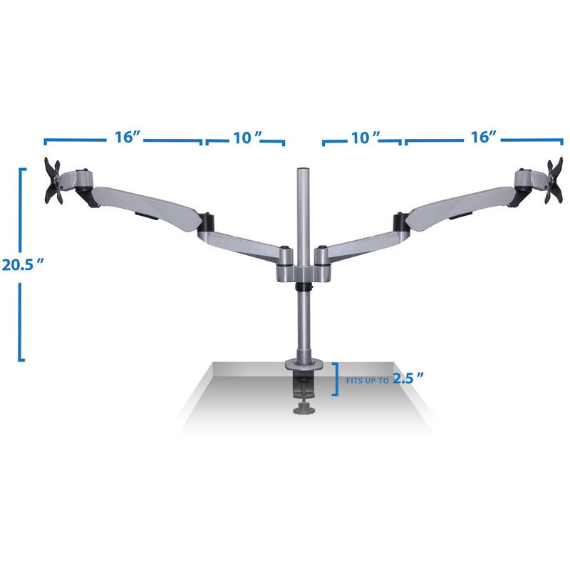 Mount-It Expandable 2 Monitor Computer Desk Mount Spring Arm Quick Release Fits 13" to 27" Screens