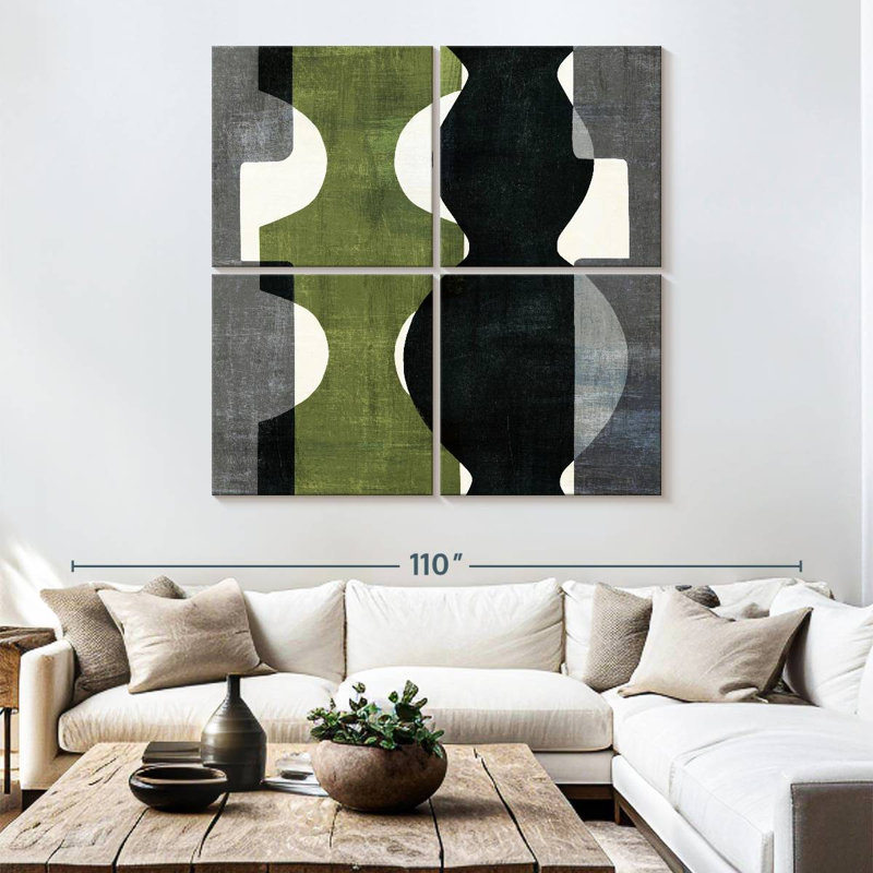 Geometric Deco With Green, H 74 po x l 74 po