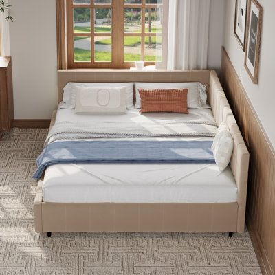 Lit plateforme tapissier réversible en L avec tissu en velours