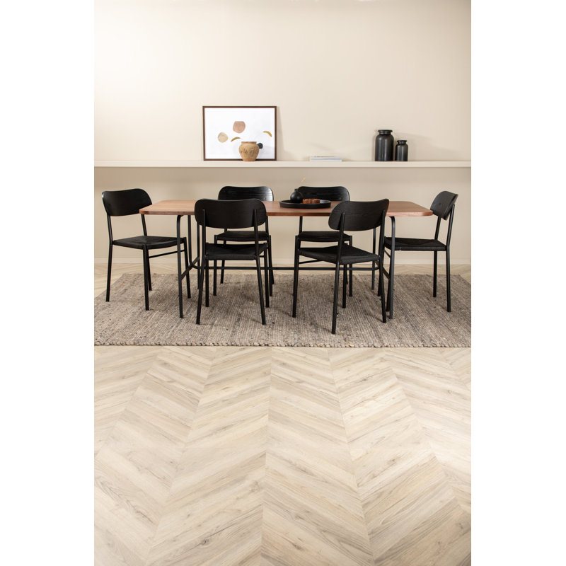 Amerius 6 - Person Dining Set, Beige, Black