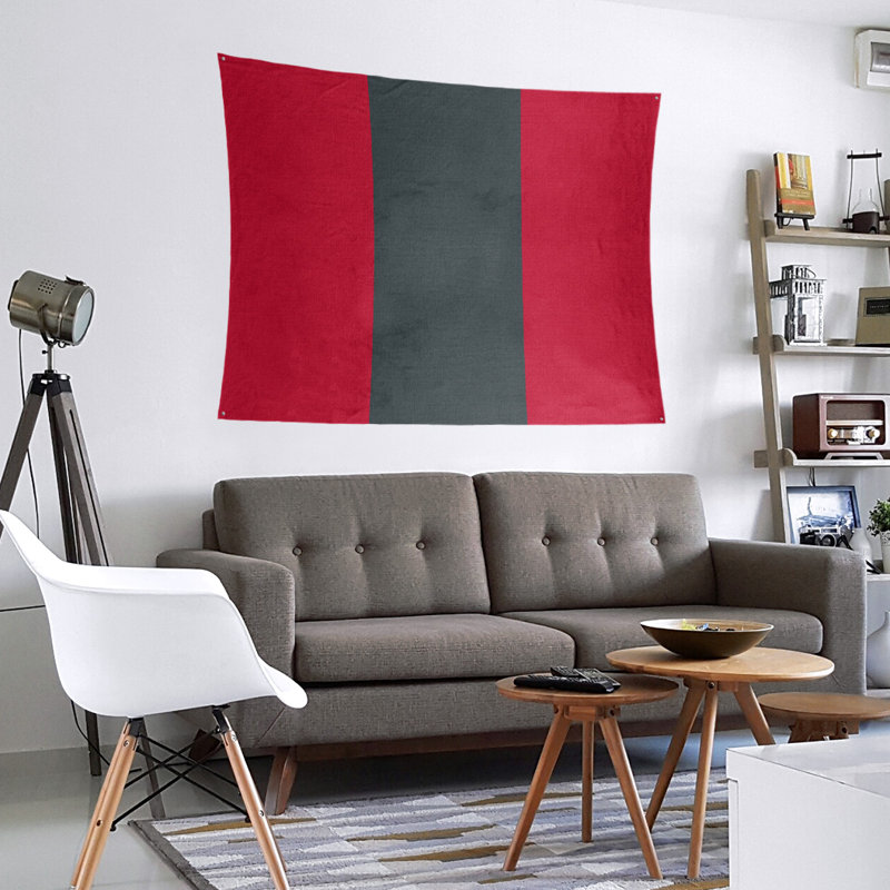 Tapisserie de polyester Las Vegas, H 88 po x l 104 po, Rouge / gris acier / rouge