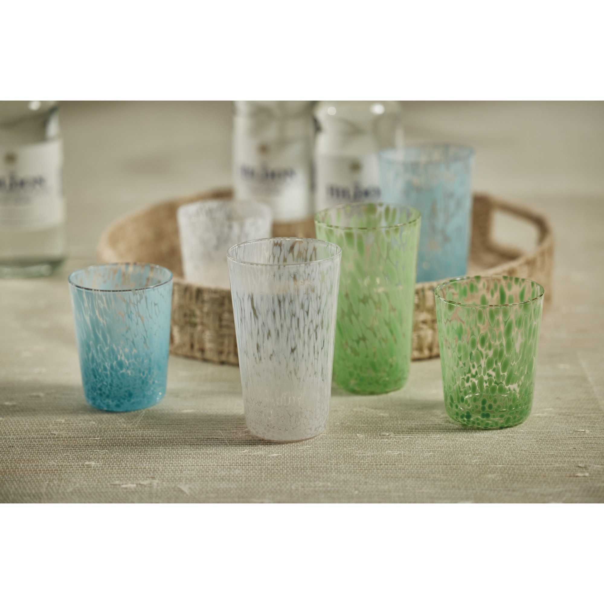 Willa Speckled Highball Glasses, Set of 6, Green