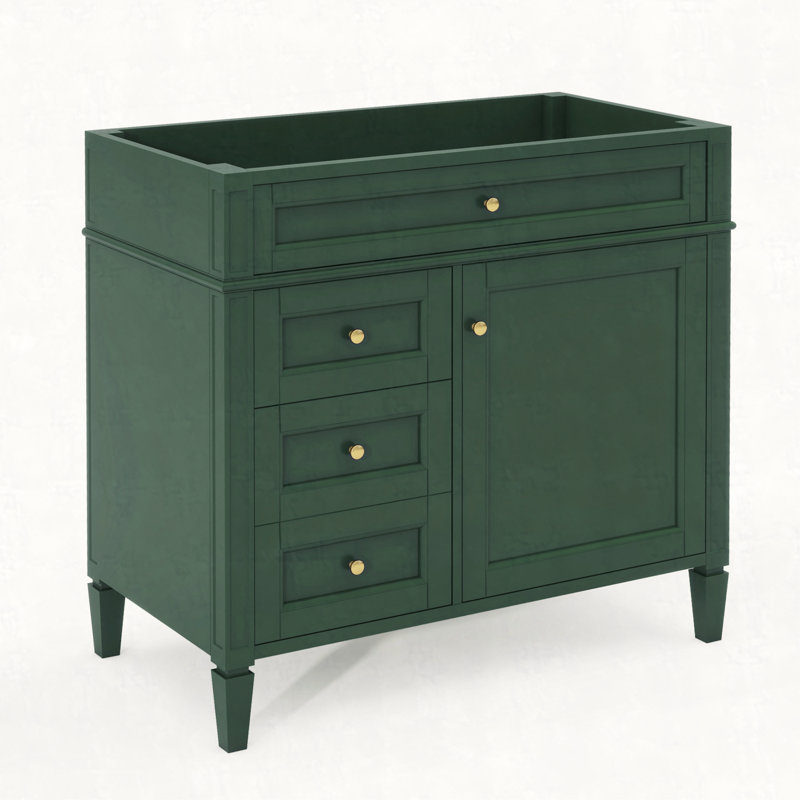 Meuble-lavabo de 36 po sans lavabo supérieur, armoire de rangement moderne avec 2 tiroirs et un tiroir rabattable, structure en bois massif