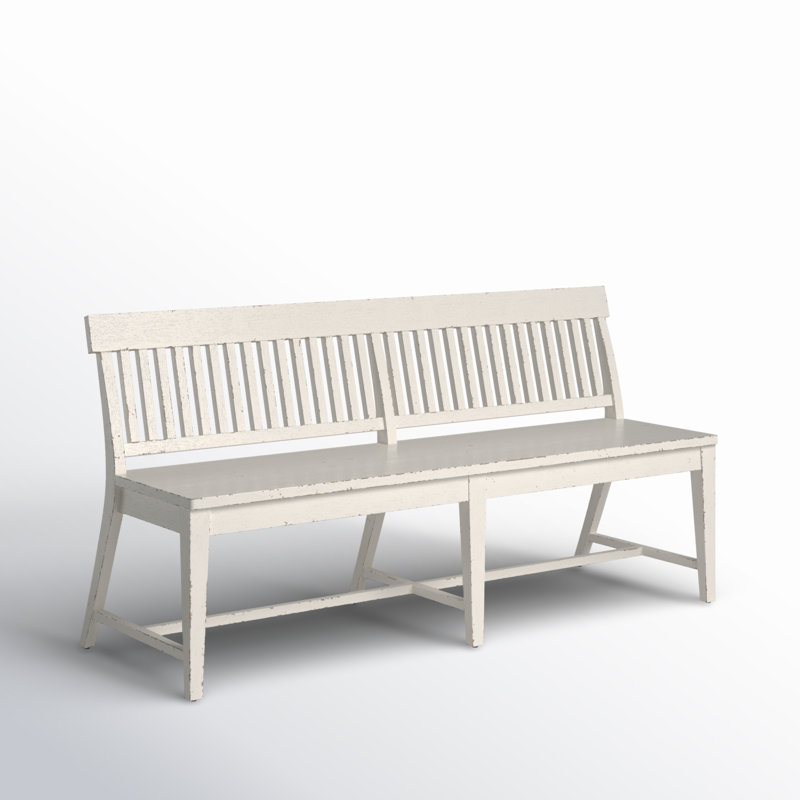 Banc de salle à manger avec finition patinée, Blanc patiné