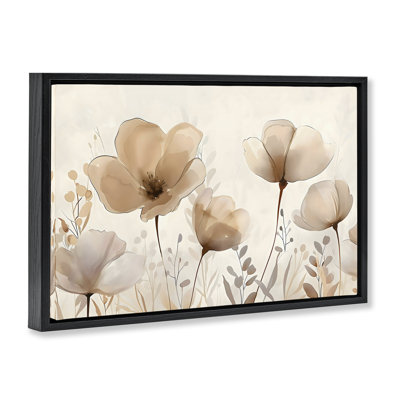 Neutral Wildflowers Floral Blossoms Floating Frame, design by Creative Studio