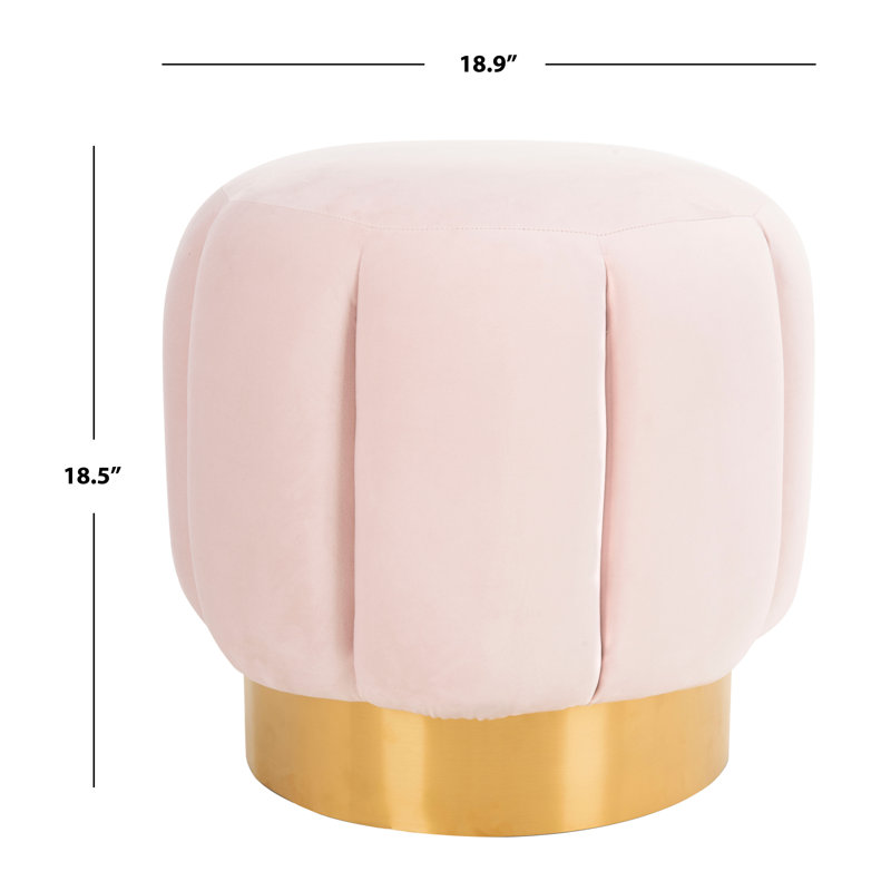 Maxine Round Ottoman, Light Pink Velvet