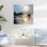 Minimalisme, paysage de pirate bleu et blanc I sur toile