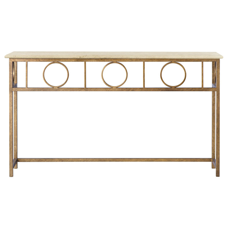 Hampton Console Table, Royal Gold, Lite Travertine
