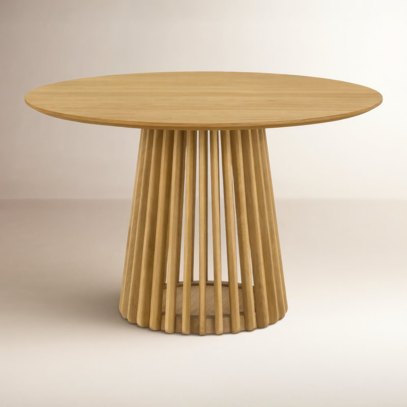Burgal 47 " Round with Solid Wood Base Dining Table, Brown