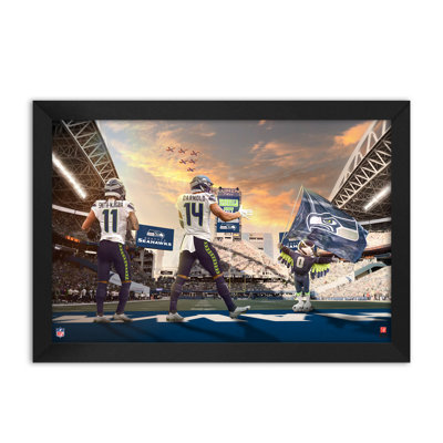Impression encadrée 14" x 20" des Seahawks de Seattle (NFL) - 2 joueurs
