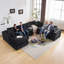  Canapé modulaire surdimensionné à 138 places en chenille noire 138 po 138 po, aucun assemblage requis-1757119382