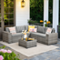 Baili 5 - Person Outdoor Wicker Sectional Seating Group with Cushions, Modern Modular Rattan Conversation Set, Patio Furniture Set with Wide Armrest