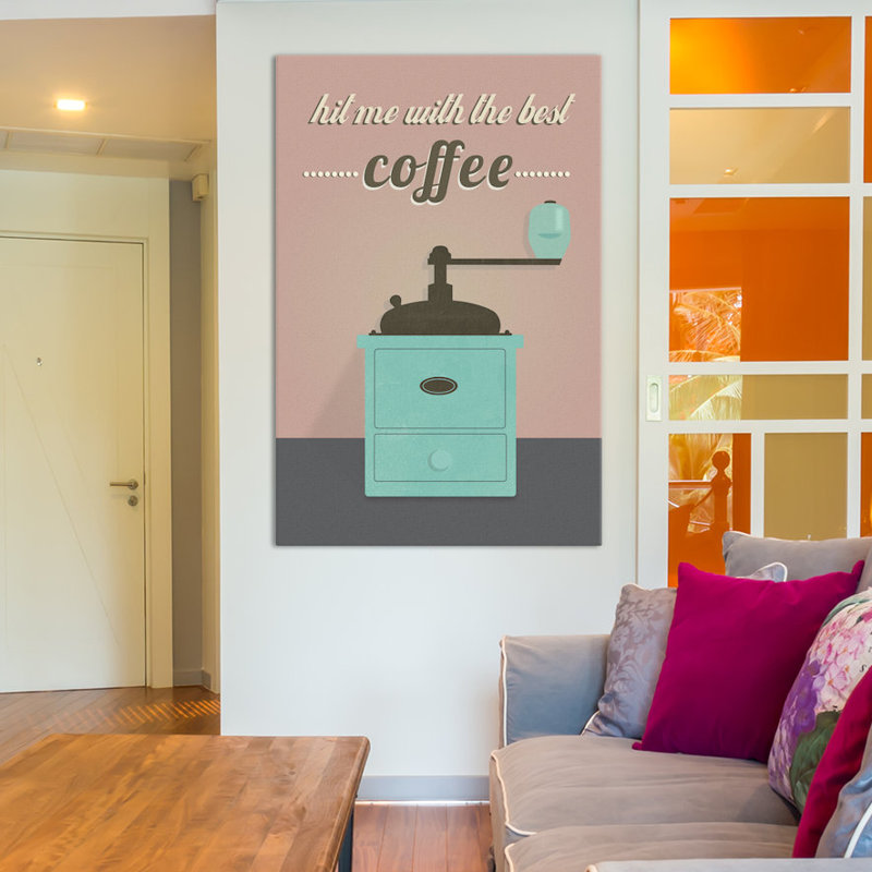 « coffee », art textuel sur toile tendue, H 12 po x l 8 po x P 0,75 po, Pas de tapis, Toile tendue